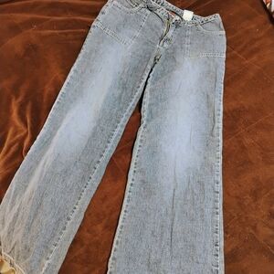 UNIONBAY Light Blue Denim Jeans Cargo Wide Leg . Size 5 . Y2K Era.